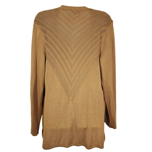 Maurices Cardigan Sweater Size XL Gold Pointelle Back Open Front Long Sleeve - Picture 2 of 11